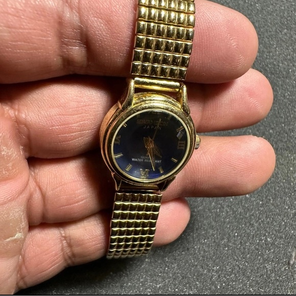 Swanson Miyota Ladies Quartz Watch Gold Tone Blue Dial Working New Battery - Picture 5 of 11